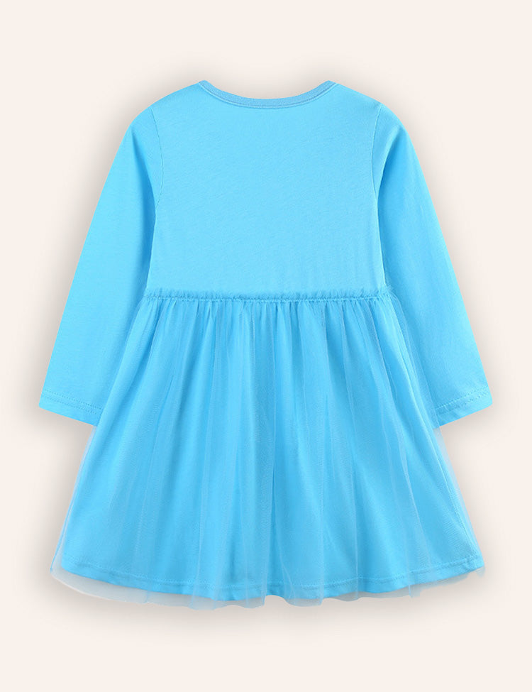 Snow Christams Tree Applique Tulle Dress