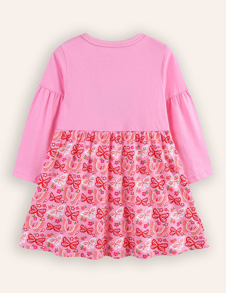 Butterfly Embroidered Long-sleeved Dress