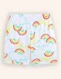 Rainbow Cloud Printed Short Sleeve T-Shirt Pajama Set