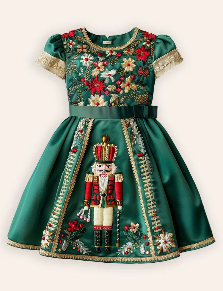 Christmas Nutcrackers Embroidered Dress