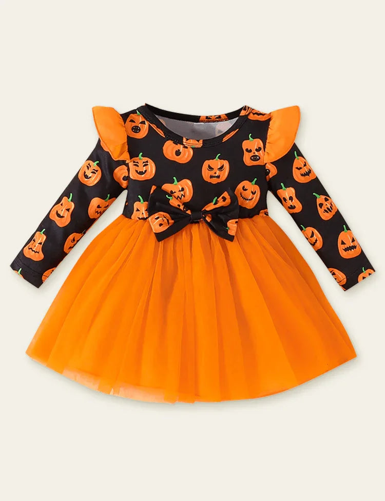 Halloween Pumpkin Printed Princess Dress - Mini Berni