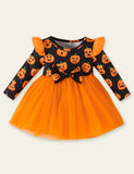 Halloween Pumpkin Printed Princess Dress