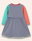 Christmas Animal Friend Appliqué Colorblocked Dress