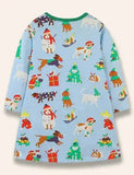 Christmas Animal Friend Printed Dress