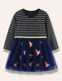 Christmas Birdy Appliqué Tulle Dress