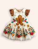 Christmas Gingerbread Man Applique Tulle Dress