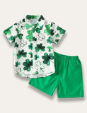 St. Patrick's Day Four Leaf Clover Shirt Set - Mini Taylor