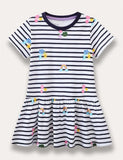 Rainbow Fruit Printed Striped Dress
