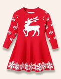 Christmas Snowflake Reindeer Sweater Dress