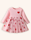 Love Embroidery Tulle Long Sleeve Princess Dress
