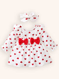 Baby Valentine's Day Heart Print Bow Dress