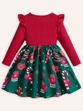 Christmas Knitted Long Sleeve Printed Dress
