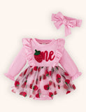 Strawberry Embroidered Tulle Cute Overall