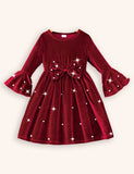Bow Velvet Long Sleeves Dress