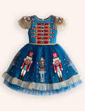 Festival Nutcrackers Tassel Tulle Appliqué Dress