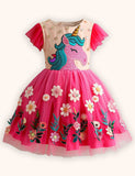 Flower Unicorn Applique Tulle Dress
