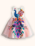 Peacock Applique Tulle Dress