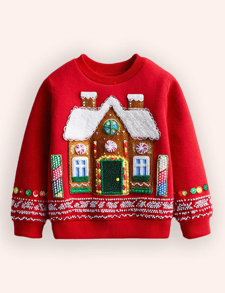 Christmas Gingerbread Tulle Appliqué Sweatshirt