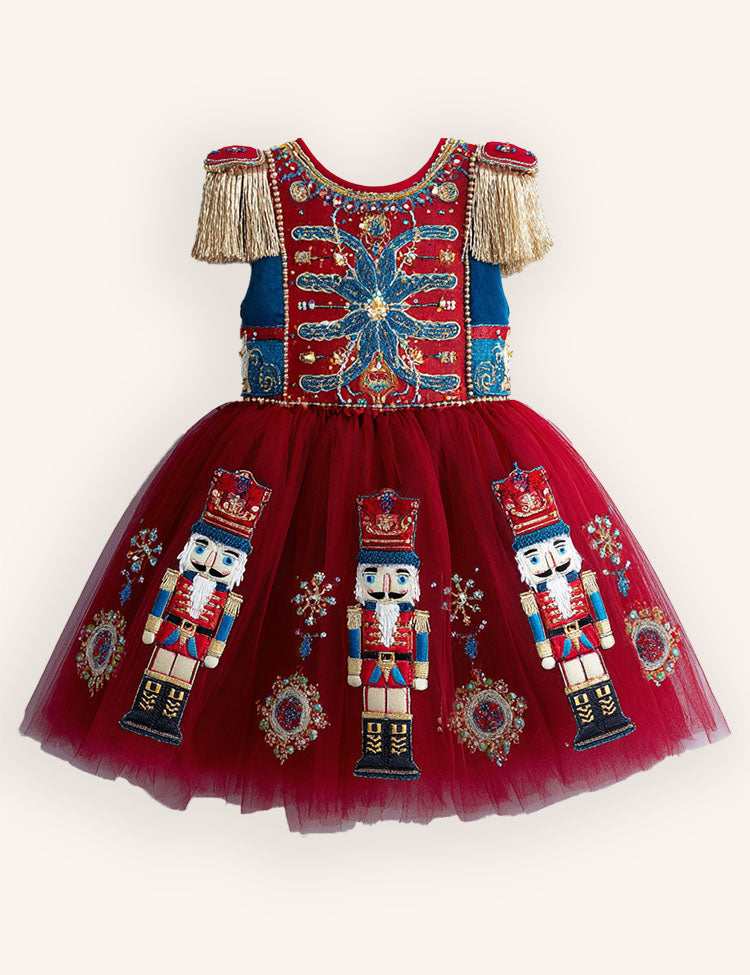 Nutcrackers Velour Tulle Appliqué Dress
