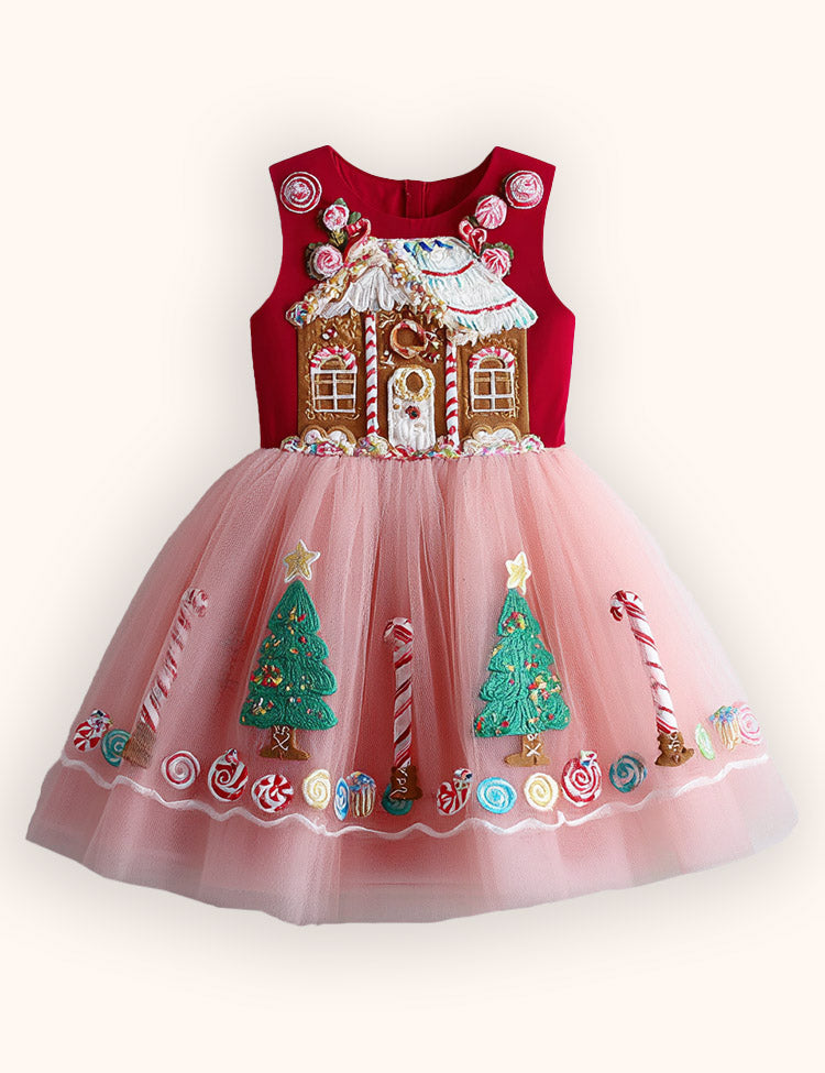 Tulle Gingerbread Embroidered Dress