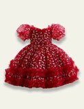 Bow Print Mesh Party Dress - Mini Taylor
