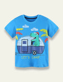 Cartoon Dinosaur Round Neck T-shirt - Mini Taylor