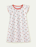 Cartoon Floral Flying Sleeve Pajamas - Mini Taylor