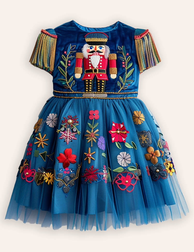 Christmas Nutcracker Applique Tulle Dress
