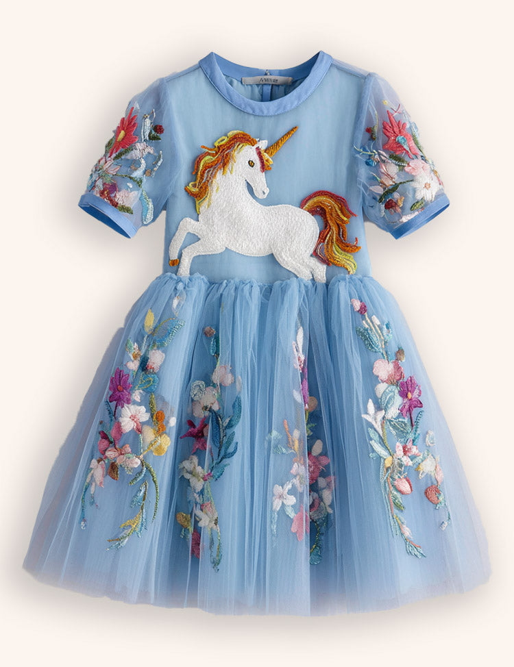 Flower Unicorn Party Tulle Dress