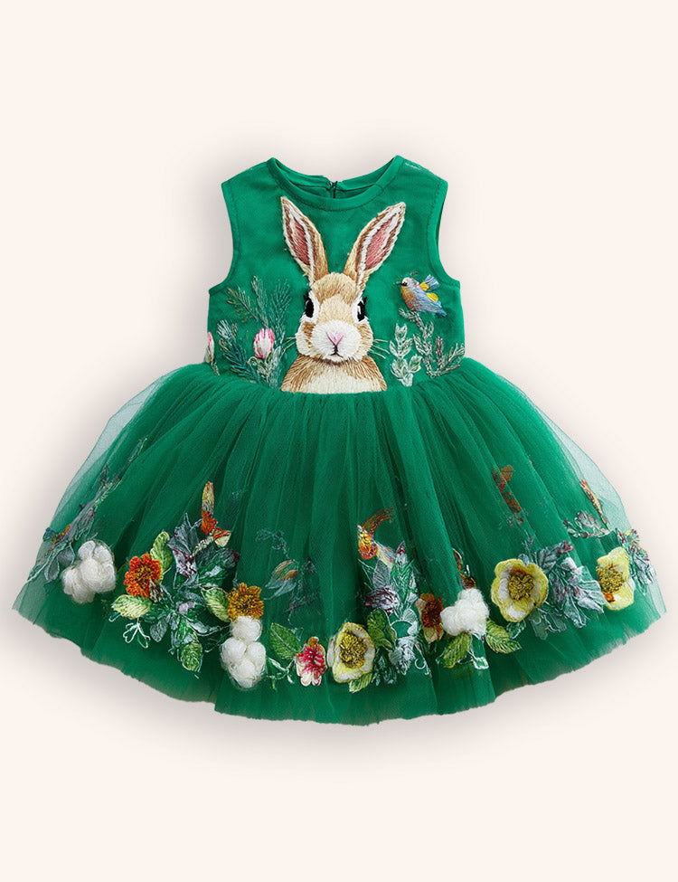 Flower Bunny Party Tulle Dress
