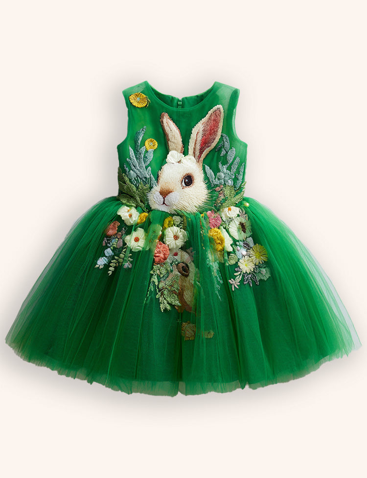 Flower Bunny Party Tulle Dress