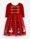 Nutcrackers Velour Tulle Appliqué Dress
