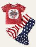 Independence Day Striped Cow Head Printed Set