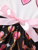 Valentine's Day Heart Necklace Printed Dress - Mini Taylor