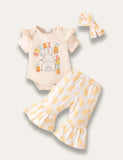 Easter Multicolor Bunny Print Romper Set - Mini Taylor
