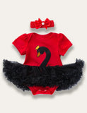 Swan Appliqué Romper Dress