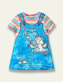 Unicorn Rainbow Stripe Print Dress
